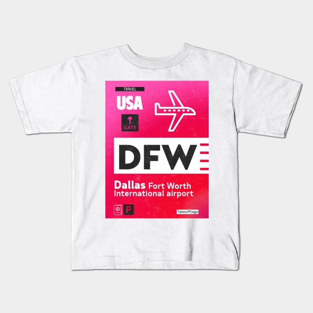 DFW airport code RED Kids T-Shirt by Woohoo